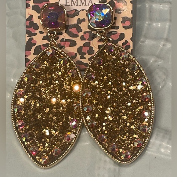 NWT! StuNNinG Gold Bling Glitter Crystal Earrings! 💕 So Pretty! - Picture 3 of 4